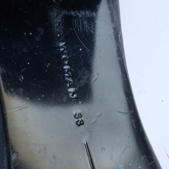 ZARA BOOT BLACK FABRIC OVER THE KNEE BOOTS BLOCK HEEL PATENT 38 - Picture 12 of 13